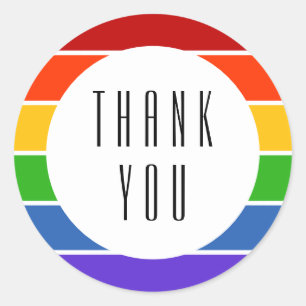 Sticker Rond Merci arc-en-ciel blanc