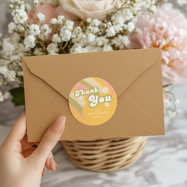 Sticker Rond Merci Arc-en-ciel de la pêche rétrospective margue (Créateur téléchargé)