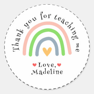 Sticker Rond Merci Arc En Ciel Pour M'Enseigner