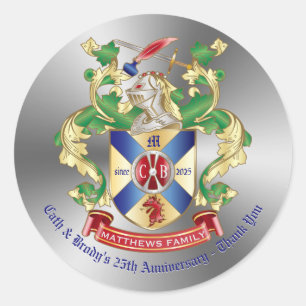 Sticker Rond Merci Armoiries Knight Shield Dragon Sword