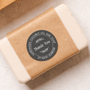 Sticker Rond Merci artisanal Gris Charbon Pays