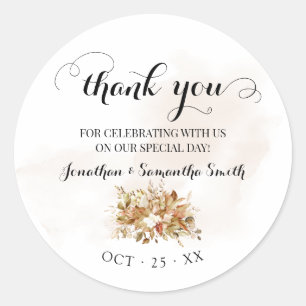 Sticker Rond Merci Automne Eucalyptus Automne Mariage