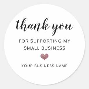 Sticker Rond merci aux petites entreprises rose or parties scin