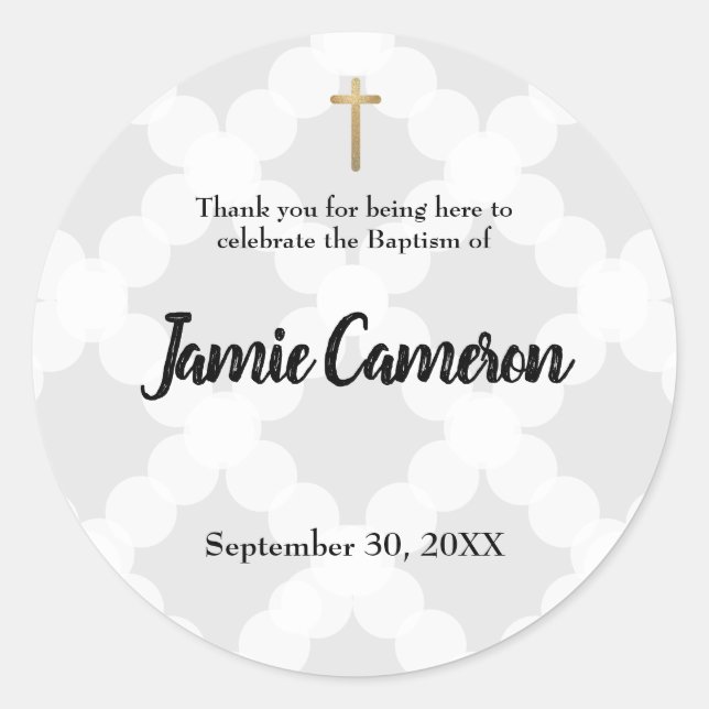 Sticker Rond Merci Baby Boy Baptême Christening (Devant)