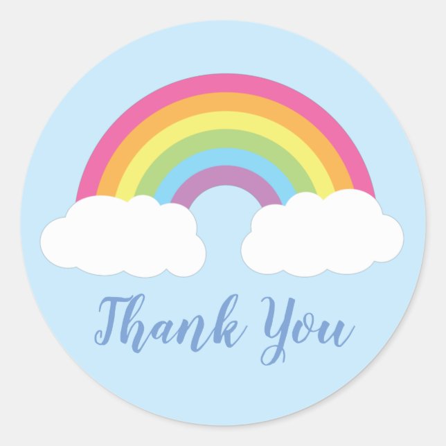 Sticker Rond Merci Baby shower arc-en-ciel (Devant)