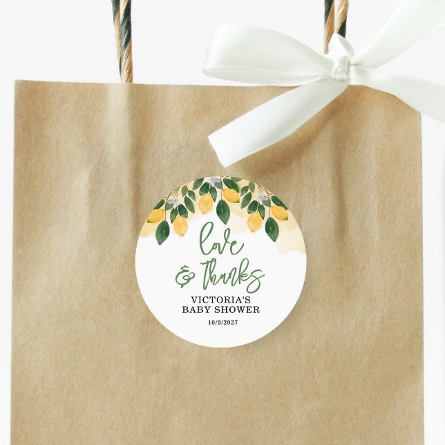 Sticker Rond Merci Baby shower citron (Créateur téléchargé)