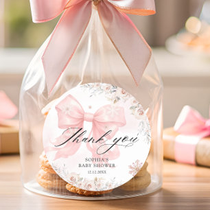 Sticker Rond Merci Baby shower de  pour fille d'hiver de la cor