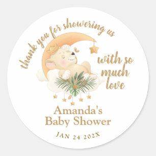Sticker Rond Merci Baby shower Lion bébé