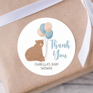 Sticker Rond Merci Baby shower ours