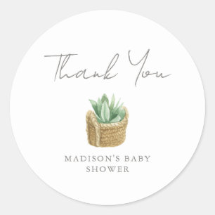 Sticker Rond Merci Baby shower simple et efficace