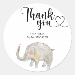 Sticker Rond Merci Ballon Éléphant Aquarelle