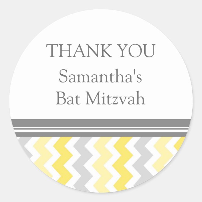 Sticker Rond Merci bat mitzvah Nom personnalisé Favoriser Tag L (Devant)