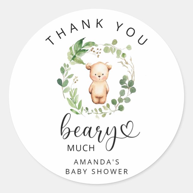 Sticker Rond Merci beary beaucoup (Devant)