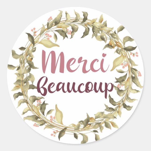 Sticker Rond Merci Beaucoup Merci Français (Devant)