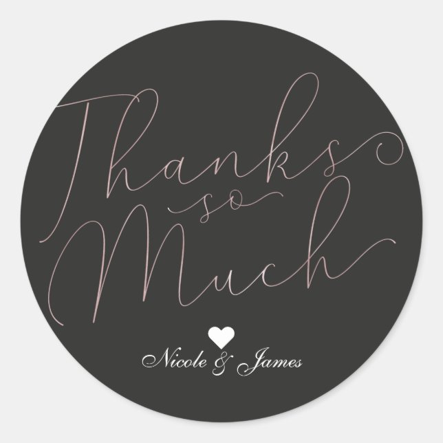 Sticker Rond Merci beaucoup merci Thin Rose Gold Script (Devant)