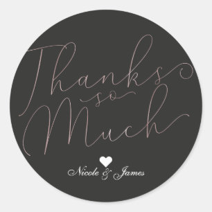 Sticker Rond Merci beaucoup merci Thin Rose Gold Script