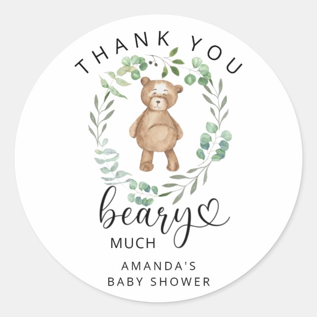Sticker Rond Merci beaucoup nounours  (Devant)