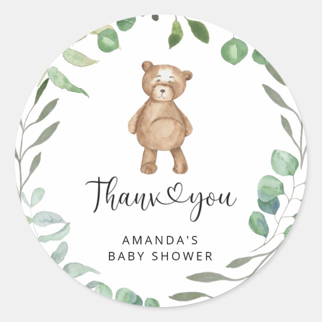 Sticker Rond Merci beaucoup ours (Devant)