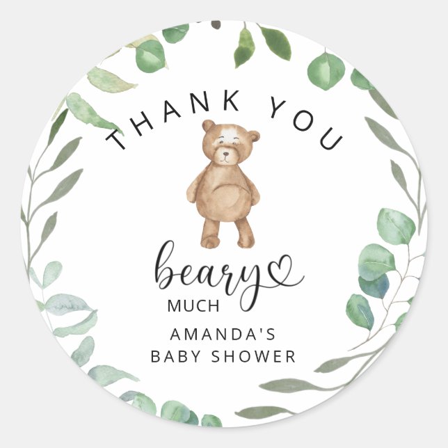 Sticker Rond Merci beaucoup ours (Devant)