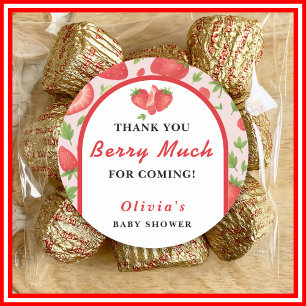 Sticker Rond Merci Beaucoup pour la Baby Shower aux Fraises