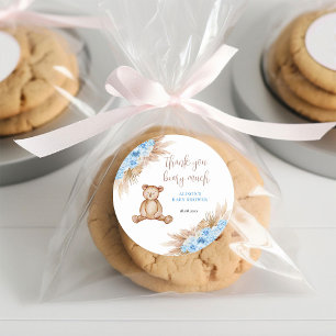 Sticker Rond Merci beaucoup pour la Baby Shower Herbe des Pampa