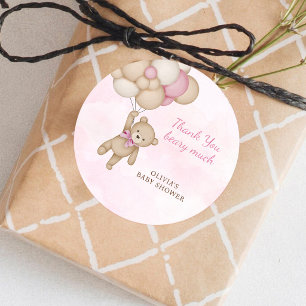 Sticker Rond Merci beaucoup pour la Baby Shower Rose