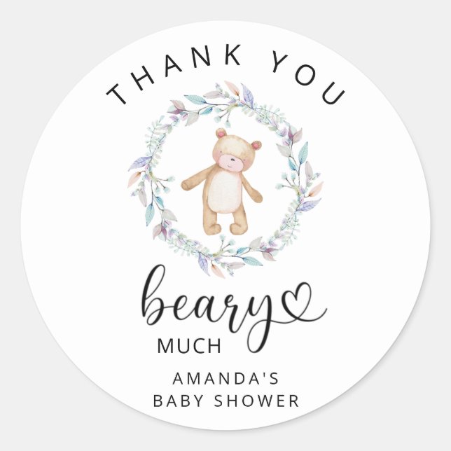 Sticker Rond Merci beaucoup Teddy Beary  (Devant)