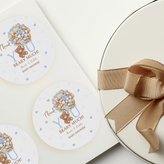 Sticker Rond Merci Beer beaucoup bleu Ours (Créateur téléchargé)