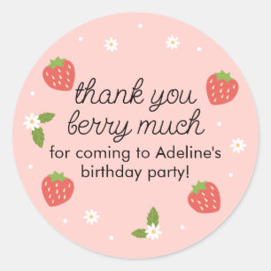 Sticker Rond Merci Berry Beaucoup fraise Anniversaire