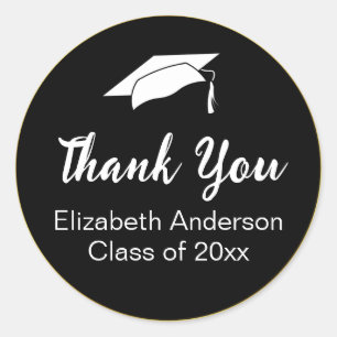 Sticker Rond Merci Black Gold White Classe de 2025 Graduate