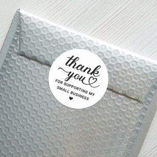 Sticker Rond Merci Black Heart Script Petite entreprise