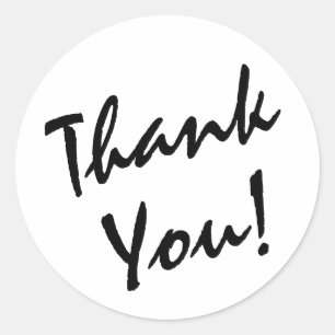 Sticker Rond Merci blanc et noir