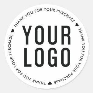Sticker Rond Merci blanc pour votre achat Logo d'entreprise