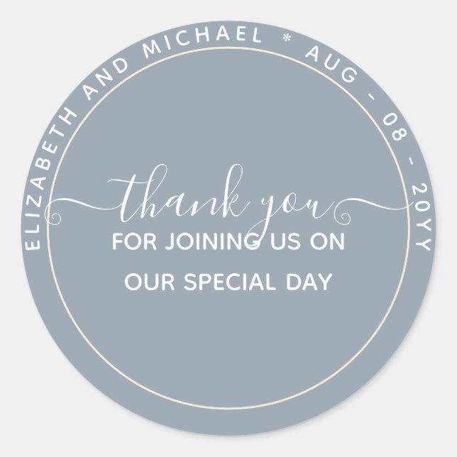 Sticker Rond MERCI Bleu BUDGET Favoriser Monochrome (Devant)