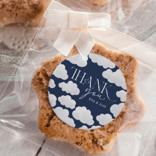 Sticker Rond Merci bleu marine Nuage Neuf minimaliste moderne