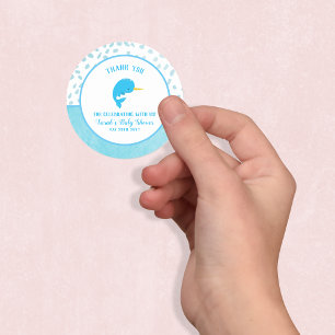 Sticker Rond Merci bleu Narval