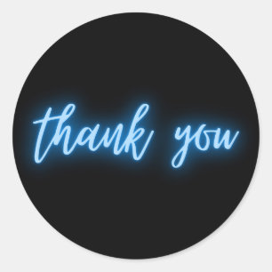 Sticker Rond Merci bleu néon