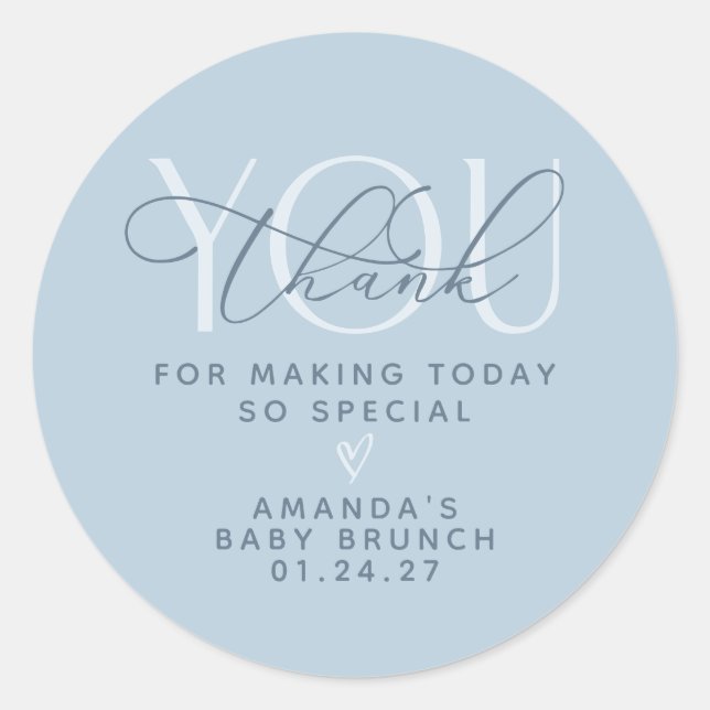 Sticker Rond Merci bleu poussiéreux (Devant)