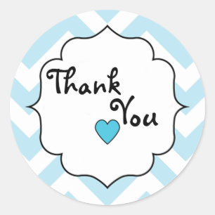 Sticker Rond Merci/Blue Chevron
