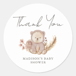 Sticker Rond Merci Boho Botanique Sweet Bear Baby shower