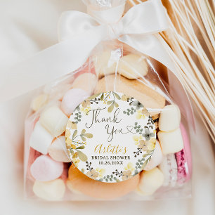 Sticker Rond Merci boho floral automne chic douche de mariée