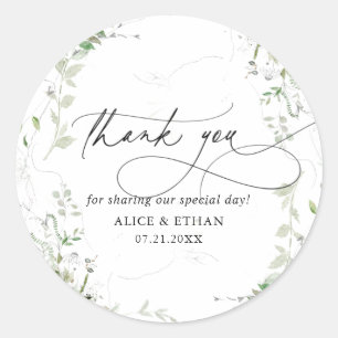 Sticker Rond Merci Boho Mariage de verdure
