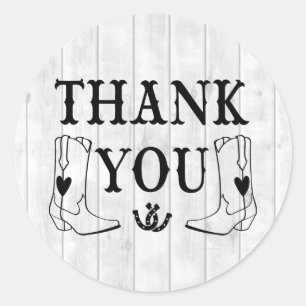 Sticker Rond Merci Bois Occidental Mariage Occidental Bottes de