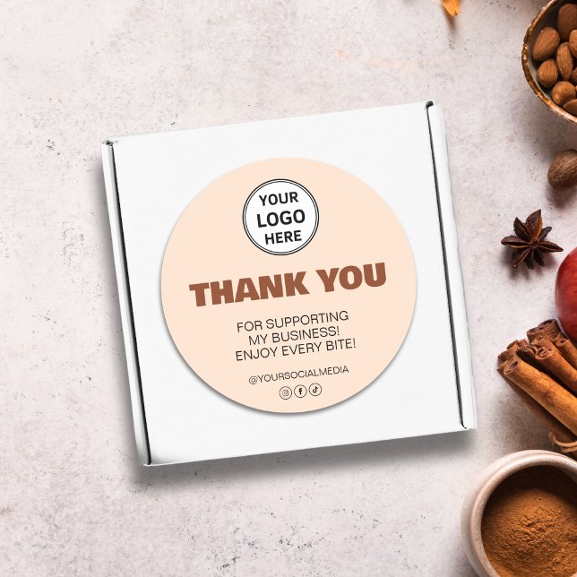 Sticker Rond Merci boulangerie (Thank You Bakery Business Classic Round Sticker)