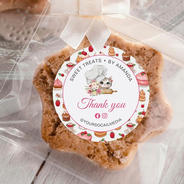 Sticker Rond Merci Boulangerie Chef Kitten (Créateur téléchargé)
