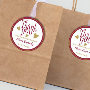 Sticker Rond Merci Bourgogne Et Gold Graduation Party
