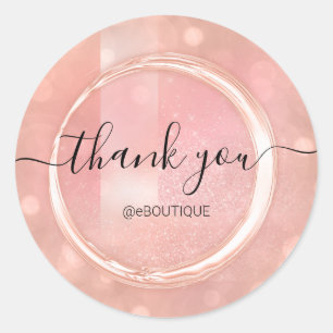 Sticker Rond Merci Boutique Boutique Nom commercial Rose Élégan