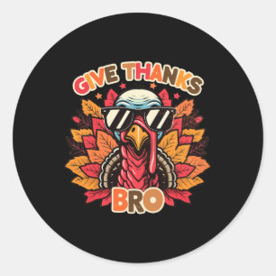 Sticker Rond Merci Bro Cute Turkey Toddler Merci Merci