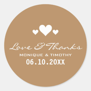 Sticker Rond Merci Brown de mariage de Tan d'amoureux