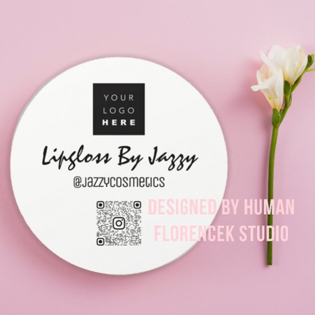 Sticker Rond Merci Business Packaging QR Code Logo Blanc (Thank Business Packaging QR Code Logo White Classic Round Sticker)